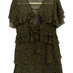 MISA Los Angeles  Olive Dotted Chiffon Tiered Ruffled Feminine Mini Dress Size XS Photo 0