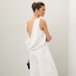 Nina Ricci Cady Draped Open Back Vest in White Linen Blend Size US 0/ EU 34 White Photo 3