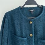 AQUA Teal Blue tweed jacket Womens Large Photo 4