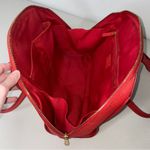 Stauer Red Gold Wheel Turnlock Zipper Handbag Satchel Purse Top Handle Bag Photo 7