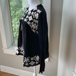 Vintage Mossimo Black White Cotton Gauze Embroidered Tassel Tie Front Top Jacket Photo 3