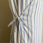 Lulus NWT  Adoring the Weekend White Blue Striped Wrap Midi Dress, Sz Medium Photo 3