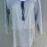 Tommy Bahama  Gauze Peasant Blouse Blue/White Striped M EUC​ Photo 0