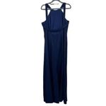 NWT Dessy Collection High Halter Neck Open Back Crepe Gown 16 Midnight Blue Photo 11