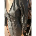 Yucatán bay black leather dress vintage size 8 long sleeve from fitting stylish Photo 2