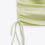 ZARA Ruched Satin Effect Mint Mini Summer Boho Wedding Party Cocktail Dress Photo 6