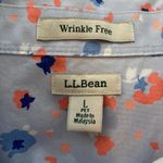 L.L.Bean L.L. Brown button down blouse 3/4” sleeves floral print 100% cotton Sz large Pet Photo 5