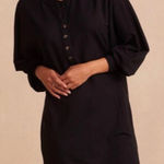 Summersalt  Softest French Terry Henley Dress Mini Black Button Super Soft Medium Photo 1
