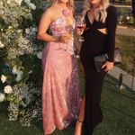 For Love & Lemons  Raya Pink Velvet Rosette Rose‎ Floral Maxi Dress Size M Photo 6