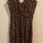 Two By Vince Camuto Black Roses Floral Wrap Midi‎ Dress Size Small Photo 0