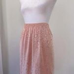 Vintage ‘90s Shimmery Light Pink Floral Print Stretchy Pencil Skirt Photo 0