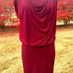 Alice + Olivia  MAROON BURGUNDY WINE GLITTER METALLIC DRAPEY COWL NECK MINI DRESS Photo 3