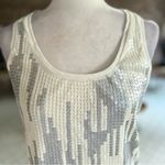 Ann Taylor NWT Tank Top Sequin Cream Silver Knit Back M Party Cocktail Elegant Photo 2