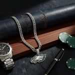 NFL Philadelphia Eagles Necklace Pendant Cuban Chain Link Football Jewelry Photo 2