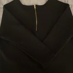 Bar III bar lll Round neck gold zipper 3/4 sleeve black box top blouse no tuck Photo 4