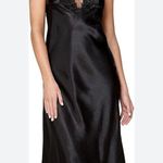 Flora Nikrooz Stella Slip Dress Black Satin Lace Trim Whimsigoth L NWT Elegant Size L Photo 0