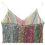 ZARA Mermaid Striped Multicolor Sequin Peplum Ruffle Detail V Neck Shiny Top S Photo 6