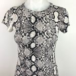 EXPRESS Gray Snake skin Animal Print Crew Neck Short Sleeve T Shirt Tee Top Sz S Photo 2