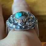 Natural Blue Moon Turquoise Sterling Silver Cowboy Ring Size 8 Photo 1