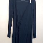 Victoria's Secret NWT  Black Lace Trim Inner Tie Robe Sz XS / S Photo 0