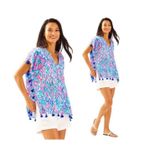 Lilly Pulitzer  Sydney Caftan Printed Blouse Top Kimono Beach L/XL Vacation Photo 1