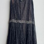 Vintage Art Deco Flapper Gatsy Sequin Jewel Black Silk Party Mini Flapper Dress Photo 0