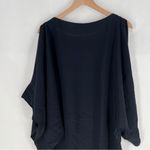 Free People Navy Blue Floral Beaded Embroidered Chiffon Dolman Sleeve Dress M Photo 11