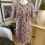 BODEN Cotton Mini Shift Dress Enchanted Bloom Floral Red Orange Size 14R Photo 2