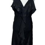 MISA Los Angeles Ele Ruffle Satin Slip Dress Women’s Size Medium Black Photo 0