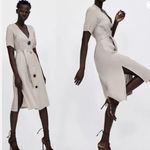 ZARA  Tan Linen Belted Dress Photo 1
