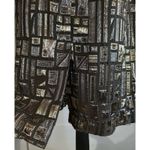 Tia Cibani Vintage Vogue Artistic Pencil Skirt Metallic Geometrical Design Sz 8 Black Photo 6