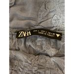 ZARA Womens Blue Textured Ruched Cowl Neck Short Cap Sleeve Blouse Top Size L Photo 2