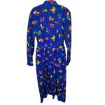 Vintage Tanner Womens Midi Shirt Dress Belt Size 12 Bows Print Long Sleeve Blue Photo 1