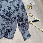 Club Monaco 100% Silk Luxurious Lace Print Blouse, Sheer Floral Print Size S Photo 2