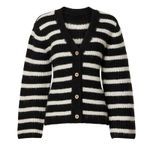 Slate + Willow Black White Striped Cardigan Sweater SMALL Fuzzy Cropped $115 Photo 5