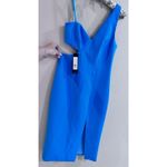 BCBGMAXAZRIA Blue One Shoulder Side Cutout Dress Size 0 Homecoming Glam NEW $348 Photo 1