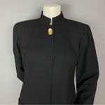 Vintage Crepe Wool Dress High Neck Lined Dramatic Long Sleeves‎ Women Sz 8 Retro Black Photo 3