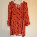 Old Navy  Boho Floral Mini Dress Orange Pink Long Sleeve Small Photo 9