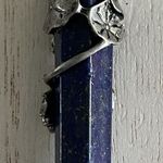 Wire wrapped Lapis lotus sword pendant, amulet, meditation Blue Photo 4