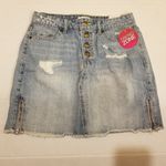 Bongo light wash denim skirt distressed button zip Photo 7