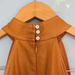 STAUD Siciliy Halter Mini Faux Leather 70s Honey Color Dress Photo 10