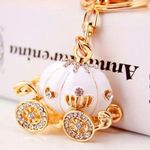 Rare White Cinderella's Pumpkin Coach Bag Chram Keychain Photo 0