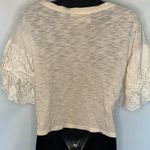 The Impeccable Pig Cream Cropped Lace Arm Accent Top Photo 0