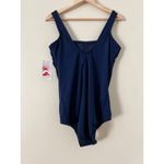 NEW NWT Land's End Navy 12 Swimsuit Tummy Control Scoop Neck Sporty One Piece Blue Photo 4