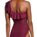 Robin Piccone New. burgundy ruffle swimsuit. MSRP $162. Size 4 Photo 5