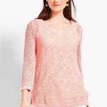 Talbots SPACE-DYE MESH SWEATER coral pink small prima cotton summer boating Photo 2