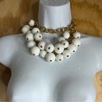 Vtge KJL Kenneth Jay Lane Large Faux Pearl Necklace Gold ChainLink 17” Iconic White Photo 2