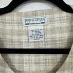 Vintage Beige Linen Blend Plaid Lagenlook Cardigan Jacket Womens 14P Oversized White Photo 4