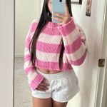 Edikted Ozzy Cropped Striped Knitted Sweater pink Photo 0