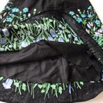 Silkland Linen Skirt Black Floral Lined A Line Size 6 Photo 5